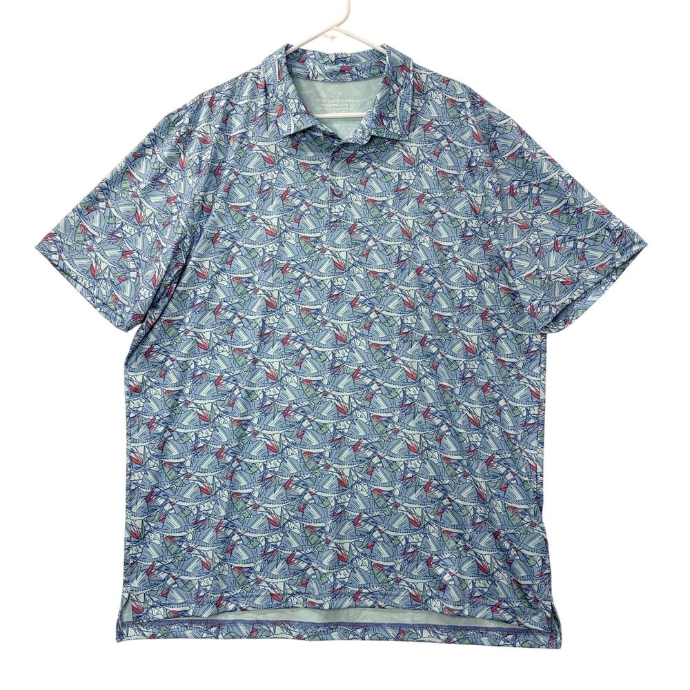 Vineyard Vines XL Performance Polo Shirt Sailfish Marlin Vacation Cruise Beach